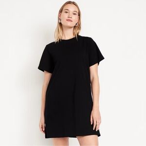 100% Cotton T-Shirt Dress - black - size large